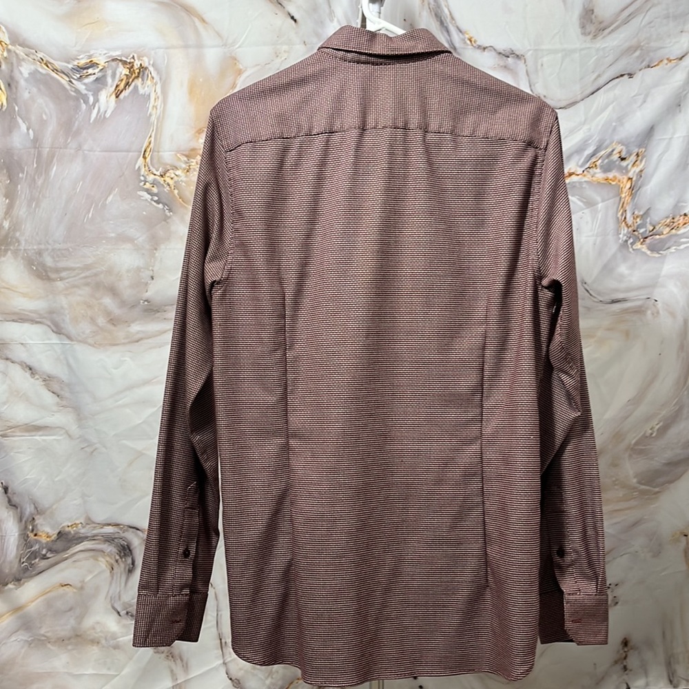 Mens Ted Baker London Long Sleeve Button Up Maroon and White Contrast Trim SZ 3 - Picture 4 of 11